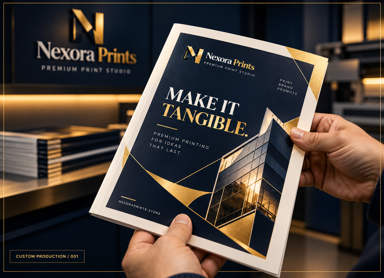 Nexora custom printed booklet in the print studio