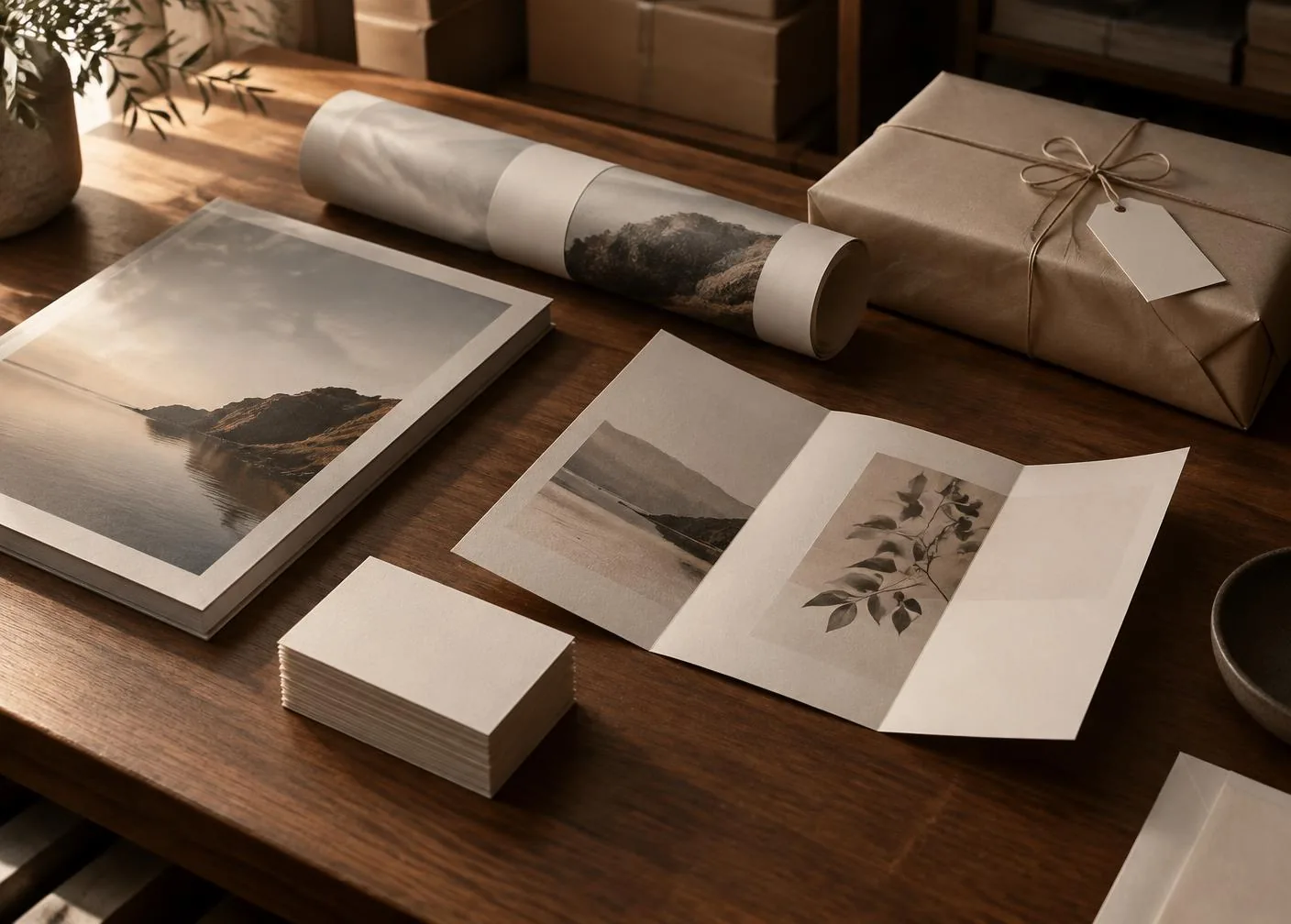 Finished cards, booklets and wrapped printed pieces ready for delivery